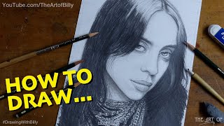 How To Draw Billie Eilish For Beginners In Real Time Fully Narrated Fan Art by Billy [upl. by Ahseim]