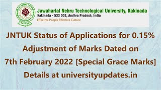 JNTUK Status of Applications for 015 Adjustment of Marks Dated on 7th February 2022 [upl. by Anivram]