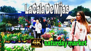 La Cala De Mijas Spain Saturday Market  Costa Del Sol Malaga 4k February 2024 [upl. by Shepherd]