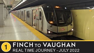 🚇 Toronto Transit Commission  Real Time Journey  Line 1  Finch to Vaughan [upl. by Web]