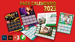 📅 Pack Calendario 2023 Editable en Photoshop Corel Draw Illustrator y en Power Point [upl. by Rob]