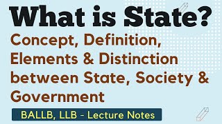 What is State  Concept  Definition  Elements  Distinction between State Society amp Government [upl. by Celene]