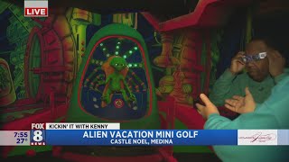 Kenny checks out Alien Vacation Mini Golf at Castle Noel [upl. by Eiralih]