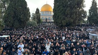 Morning prayers at Jerusalems AlAqsa to mark Eid alFitr  AFP [upl. by Dnivra176]