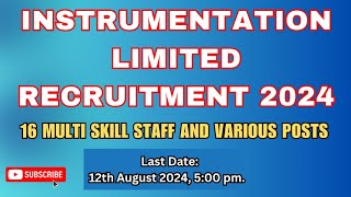 Instrument Limited Recruitment 2024 job work kerala [upl. by Hengel]