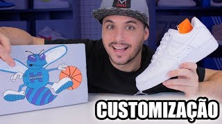 Customização Air Force 1 Branco NBA Charlotte [upl. by Evonne236]