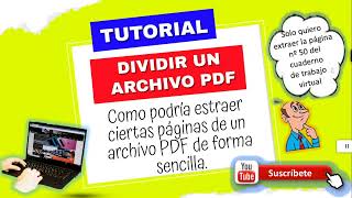 DIVIDIR UN ARCHIVO PDF Extraer páginas de un PDF [upl. by Janicki706]