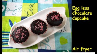 Eggless Chocolate Cupcake In Air fryer [upl. by Vallery456]