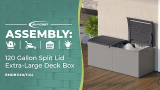 Suncast 120 Gallon Split Lid Extra Large Deck Box Assembly Video [upl. by Beitz]