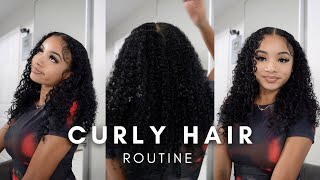 CURLY HAIR ROUTINE Less Frizz Long lasting Curls Wash Routine [upl. by Dnomde]