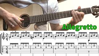 Beginner guitar Allegretto  Dionisio Aguado Sheet music dowload link in description [upl. by Notnirb657]