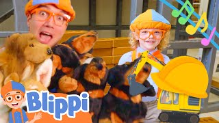 Blippis Buddy Song Dogs Excavators and Blippi Buddies  Blippi Educational Songs for Kids [upl. by Adnaluy]