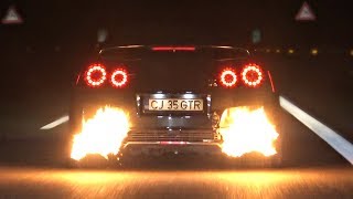 Nissan R35 GTR by Monstaka with AntiLag Shooting MAD FLAMES on the Highway 🔥 [upl. by Aliac]