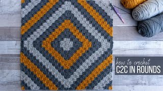 How to C2C Crochet IN ROUNDS stepbystep [upl. by Idnat391]