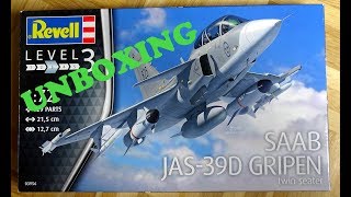 REVELL Saab JAS39D Gripen Unboxing [upl. by Erreipnaej900]