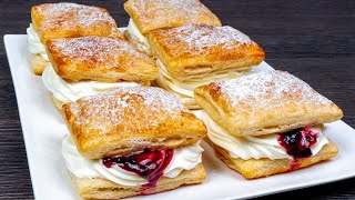 They will disappear in a minutePerfect dessert of puff pastry and pastry creamReady in 20 minutes [upl. by Tor]