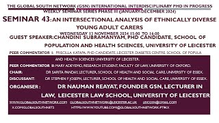 SEMINAR 43 AN INTERSECTIONAL ANALYSIS OF ETHNICALLY DIVERSE YOUNG ADULT CARERS EXPERIENCES [upl. by Asille]