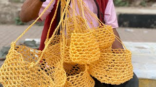 Plastic Wire Making Man Unique Basket Skill Indian [upl. by Rothberg]