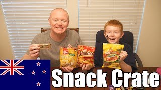 Snack Crate  New Zealand  Americans Try New Zealand Snacks [upl. by Aratahc]