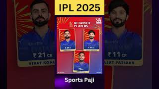 RCB Retained Players List IPL 2025 Mega Auction 💙🔥💪 rcb ipl2025 shorts [upl. by Amabel]