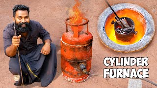 Making Metal Melting Furnace at Home  ഗ്യാസ് സിലിണ്ടർ മുറിച് ഫർനസ് ഉണ്ടാക്കി  M4 Tech [upl. by Aynotan18]