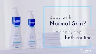 Bath Time Routine for Babies with Normal Skin  Mustela [upl. by Eizus]