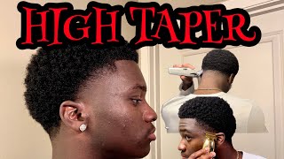 Barber Tutorial HIGH TAPER for beginners MINI Afro  SELFCUT [upl. by Aninaig]