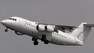 CityJet Avro RJ 85 EIRJC WX 5363 charter flight takeoff at Berlin Tegel Airport [upl. by Auqinot]