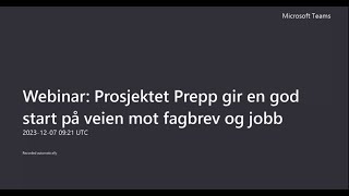 Webinar om prosjektet Prepp [upl. by Silisav]