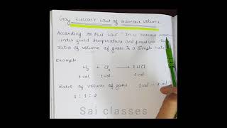 Gay lussacs Law of gaseous volume class 9th and 11th  basic chemistry class shorts saiclasses [upl. by Petra]