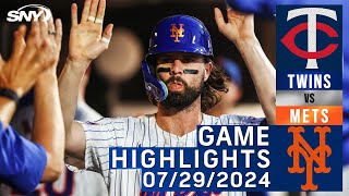 Mets vs Twins 7292024  NY Mets Highlights  SNY [upl. by Blackburn]