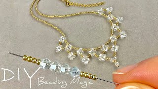 Easy Seed Bead Necklace Tutorial Beads Jewelry Making for Beginners at Home [upl. by Elvira]