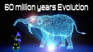 Elephants Evolution in 60000000 years Hologram 3D Animation [upl. by Tirreg]