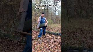 Splitin with a spare tire fyp diy country fyi woodsman man [upl. by Weinstock458]