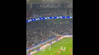 Benficas supporters are throwing down flares on top of a group of Real Sociedad fans [upl. by Leal]