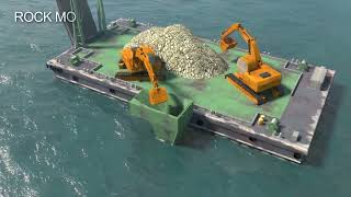 3D Animation for a Proposed Work Sequence in Reclamation works using Caissons [upl. by Ahsitam782]