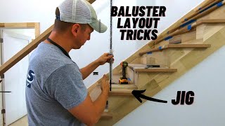 How to Layout Iron Baluster Spacing on Staircase  Wood Tread amp Handrail Spindle Layout [upl. by Geminian]