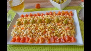 ENSALADA de garbanzos con VINAGRETA  ¡rica y FÁCIL [upl. by Tobin]