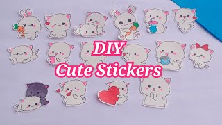 DIY Handmade Stickers  How to make cute stickers  DIY cute bunny and kittens stickers [upl. by Anneg70]