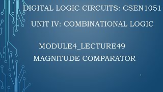 module4lecture49 Magnitude Comparator [upl. by Heidt]