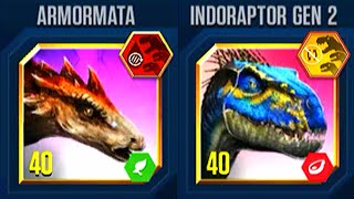 ARMORMATA VS INDORAPTOR GEN 2  JURASSIC WORLD THE GAME [upl. by Adriena]