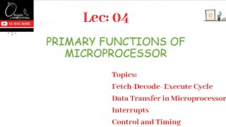 Lec 04 Chp 1 Primary function of MicroprocessorHindi [upl. by Puett]