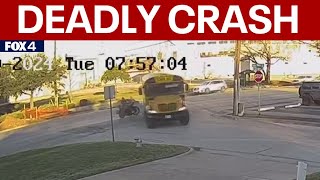 Video shows moments before Fort Worth crash involving school bus that killed motorcyclist [upl. by Oneida388]