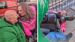 Karen Yells at DISABLED Man Then Gets RAN OVER [upl. by Relyat]