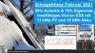 007 PVErtragsbilanz des Victron ESS für Februar 2021 [upl. by Onitselec]