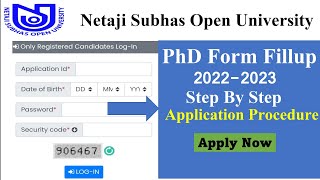 NSOU PhD Form Fillup 2023  Step by Step Application Procedure  Netaji Subhas Open University [upl. by Vareck735]