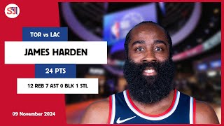 JAMES HARDEN 24 PTS vs TOR 09 Nov 2425 LAC Highlights [upl. by Parrisch]