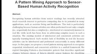 A Pattern Mining Approach to Sensor Based Human Activity Recognition [upl. by Esyli]