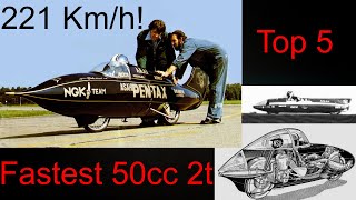 Top 5 fastest 50cc 2t ever all the speed records [upl. by Viddah]