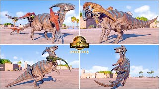 Dominion Parasaurolophus VS All Pack Hunting Dinosaurs Fight Animations 🦖 Jurassic World Evolution 2 [upl. by Bowie]